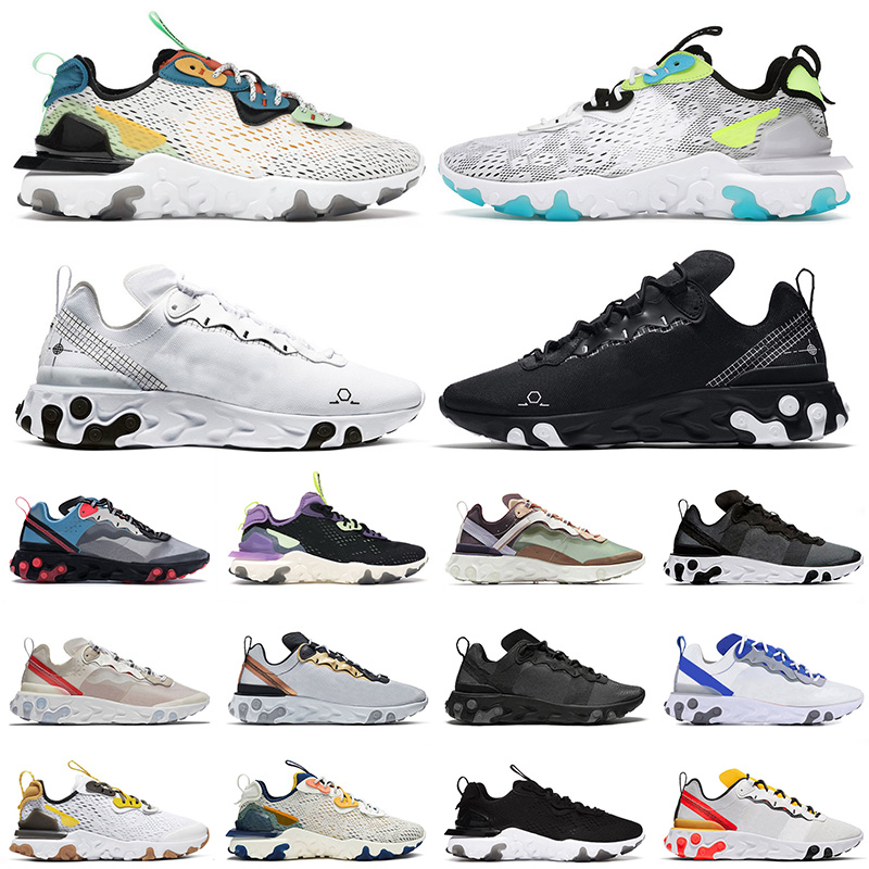 

react vision element 87 55 mens women running shoes Nlke Black White Iridescent Vast Grey Honeycomb Worldwide Pack Schematic Tour Yellow trainers sports sneakers, A#16 black white 36-45