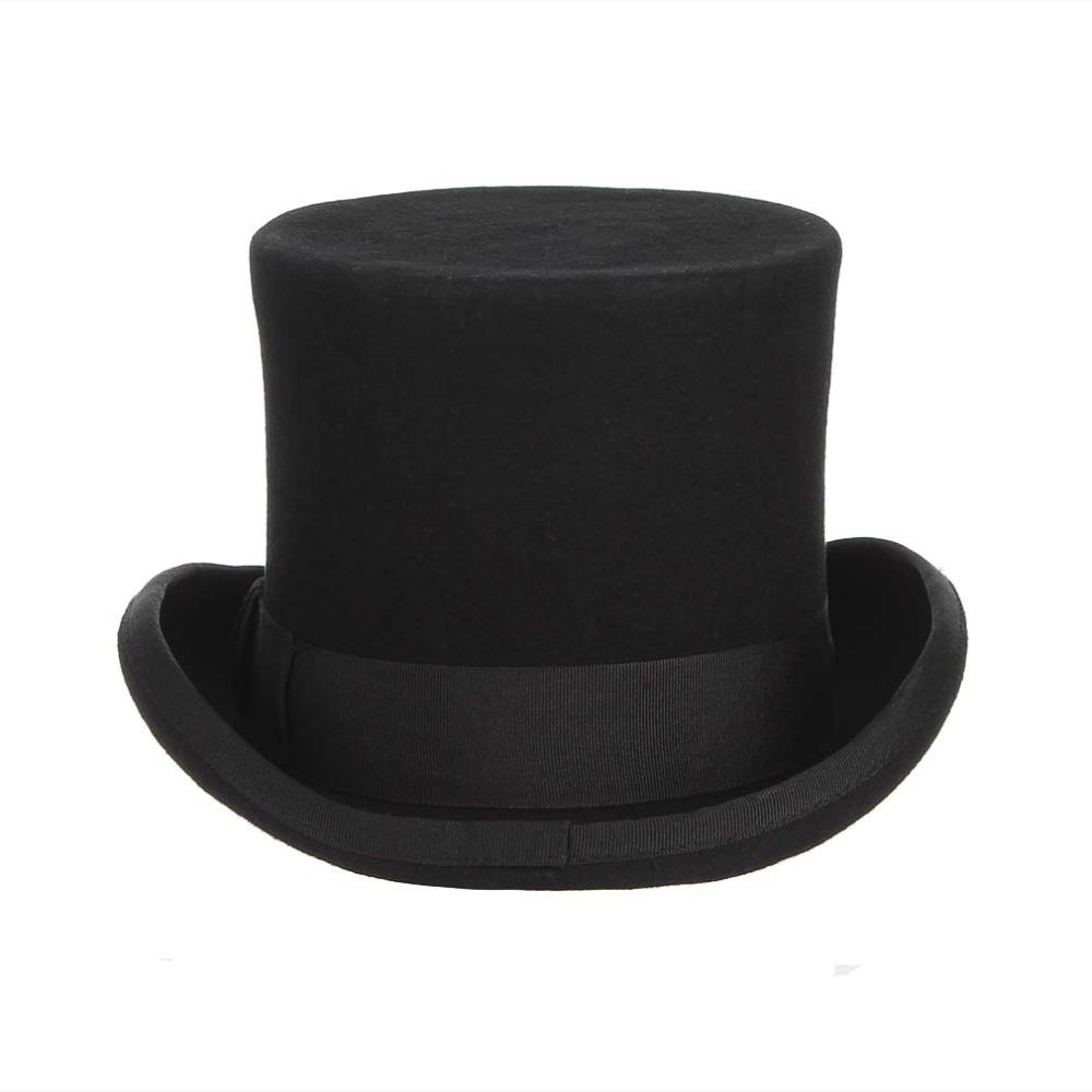 

Best GEMVIE 13.5cm 100% Wool Felt Top Hat For Men Fedoras For Women Mad Hatter Costume Cylinder Hat Gentleman Derby Hat Magician Cap, Black;white