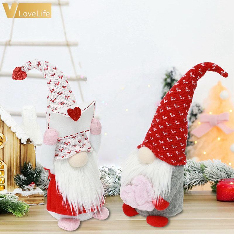 

Party Decoration Valentines Gnome Plush Doll Red Heart White Envelop Faceless Holiday Decor Wedding Gifts
