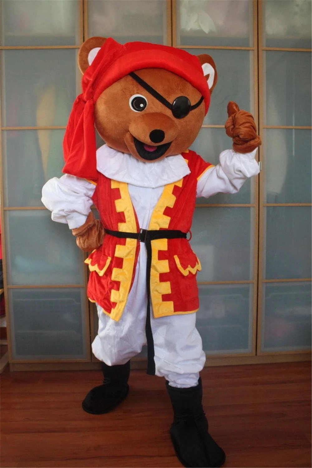

Performance Pirate Bear Mascot Costumes Christmas Fancy Party Dress Cartoon Character Outfit Suit Adults Size Carnival Easter Advertising Theme Clothing, As show