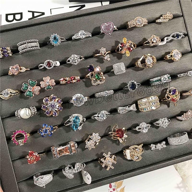 

Charm Full Zircon Crystal Engagement Ring Fashion Ladies Ring Diamond Wedding Rings For Women Gift Party Jewelry