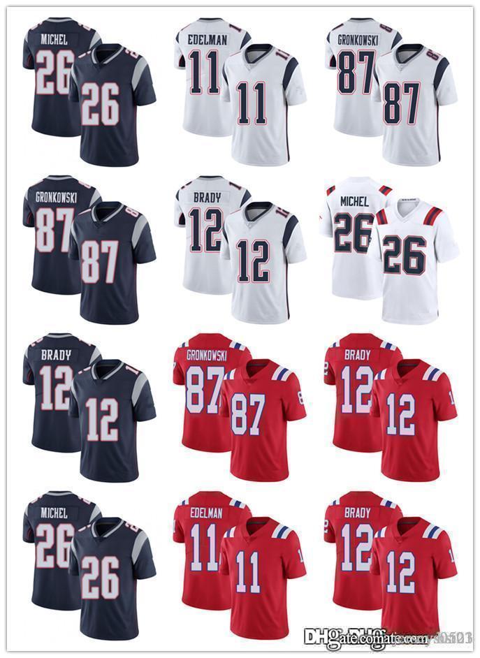 

Men Women Youth New England Patriots 12 Tom Brady 87 Rob Gronkowski 11 Julian Edelman 26 Sony Michel navy Football Jerseys, Black;red