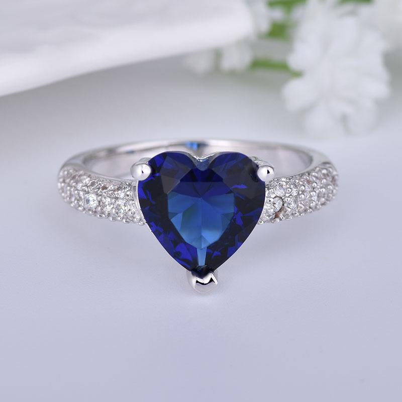 

Cluster Rings Buyee 925 Sterling Silver Wedding Ring Women Luxury Elegant Blue Crytal Sweet Finger For Fashion Big Jewelry