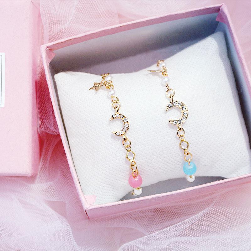 

Link, Chain Fashion Trend Simple Crystal Star Moon Personality Bracelet Adjustable Pearl For Women Jewelry Party Gift