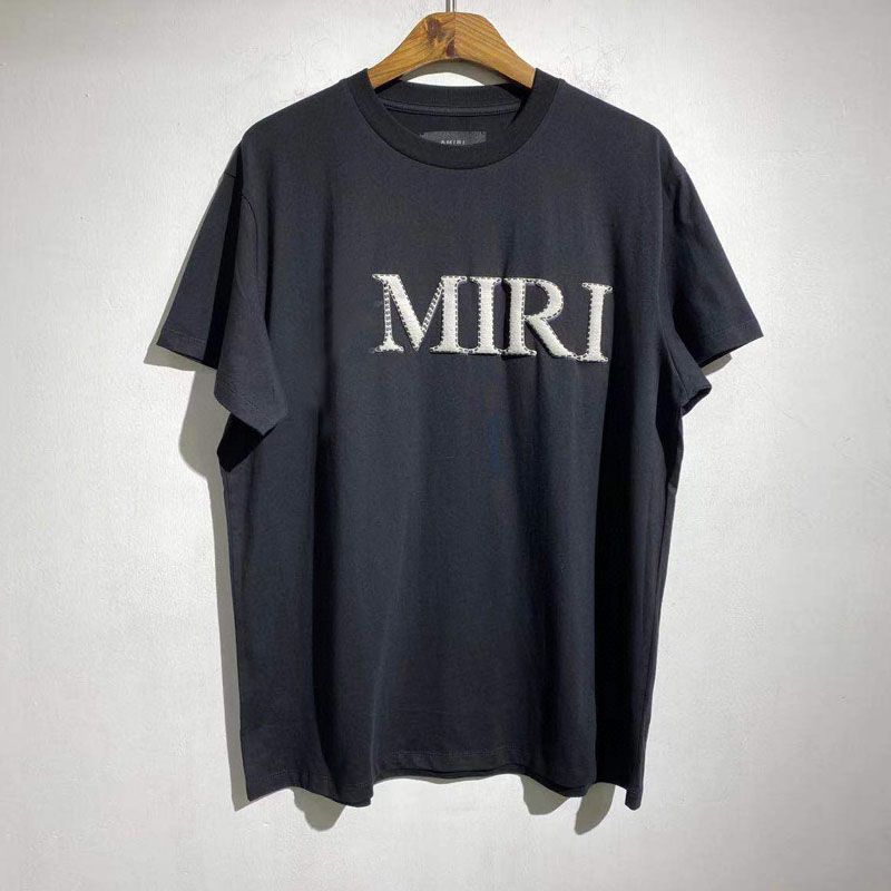 2021ss Mens T-shirt T-shirt en trois dimensions Iri Flocking Imprimer T-shirt à col rond court à manches courtes Couple d'OS lâche