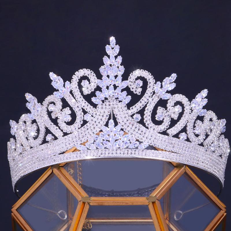 

Hair Clips & Barrettes Fashion Luxury Temperament Bridal Crown Banquet Dress Accessories And Makeup Wedding Zircon Band, Golden;silver