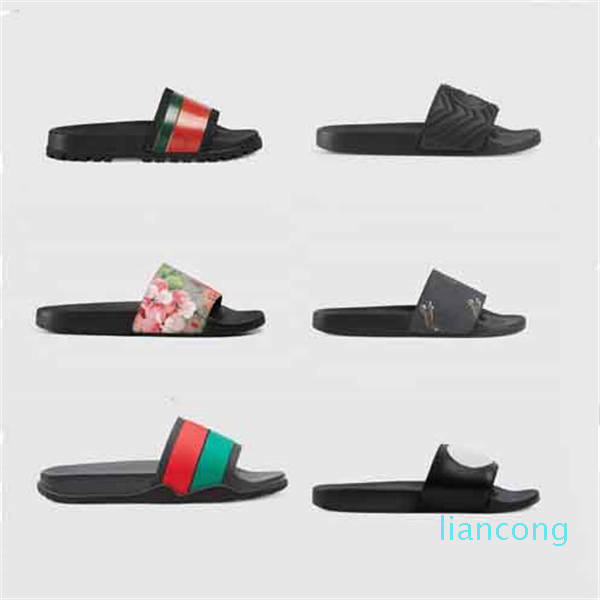 

designer g rubber slide sandal floral brocade men slipper Gear bottoms Flip Flops women striped Beach causal slippers with Box size 35-