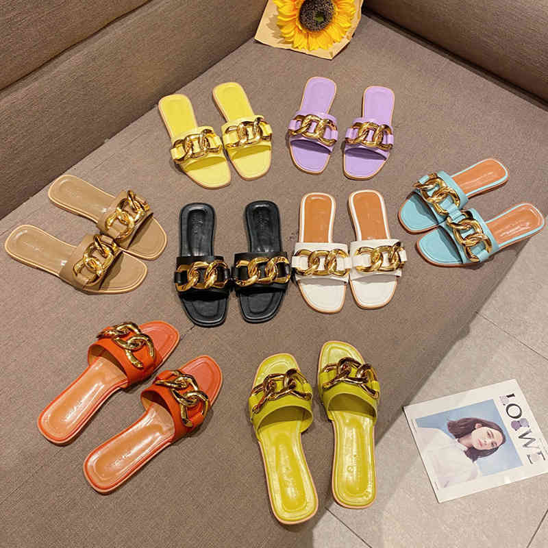 

Sandals ladies casual sandals big size flat shoes summer slippers metal buckle flip flops beach for outdoor use VVGF, 1# shoe box