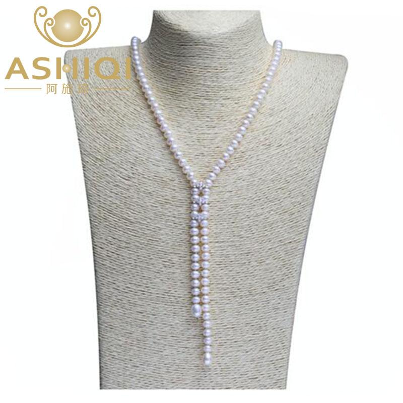 

Real Natural Freshwater Long Pearl Choker Necklace Sweater Chain Jewellery For Women Gift Chains