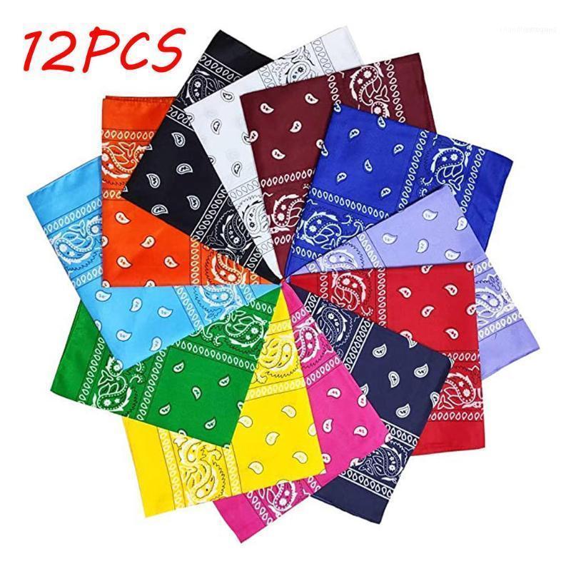 

Scarves 12 PCS Unisex Square Scarf Printed Bandana Handkerchief Paisley Bandanas Multi Colored Set Cowboy Head Double Sided1