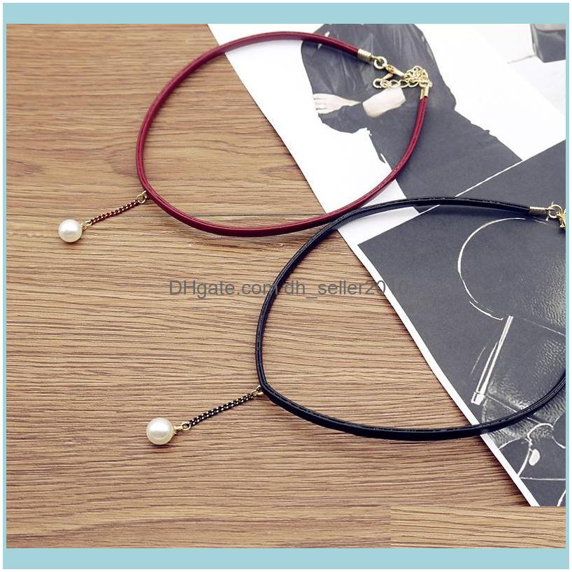 

& Pendants Jewelryimitation Pearls Pendant Chokers Leather Necklaces Jewelry Women Clavicle Chain Girl Female Sweater Aessories Drop Deliver