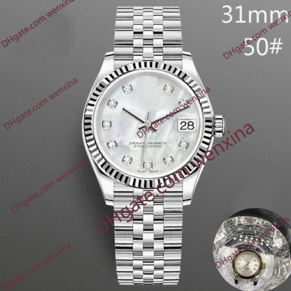 

31mm Diamond woman watches Ladies watch golden Jubilee band montre de luxe 20 Colour Deluxe 2813 Automatic Steel swimming Waterproof Wristwatches, 56