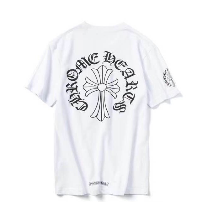 

Chromehearts short sleeve neckline print, White;black