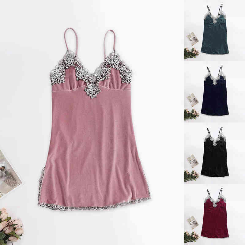 

Golden velvet suspender lace multicolor nightdress sexy temptation home clothes 211201