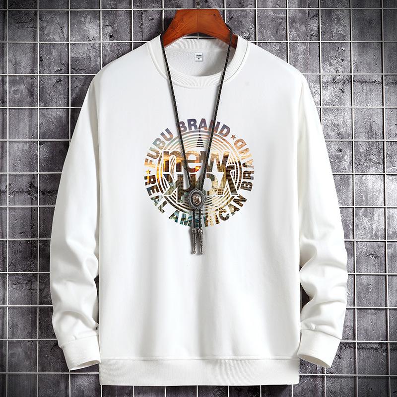 

Men' Hoodies & Sweatshirts Sweater Spring And Autumn Thin 2022 Hong Kong Style Ins Printed White Round Neck Pullover Loose Casual Coat Men, Black