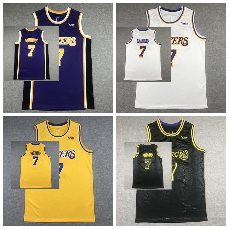 

Carmelo 7 Anthony Basketball Jerseys Men 2021 Edition City White Yellow Black Purple S-2XL, Black;red