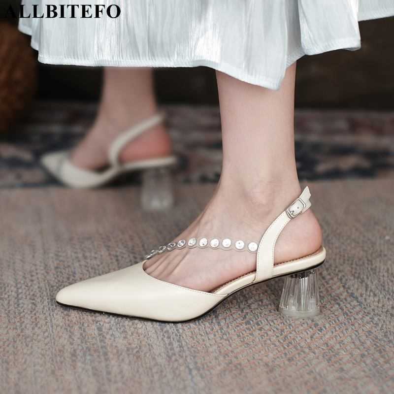 

ALLBITEFO Transparent Heel Comfortable Genuine Leather Women Heels Sandals Party Shoes Fashion Girls Shoes Sandals For Girls 210611, As picture