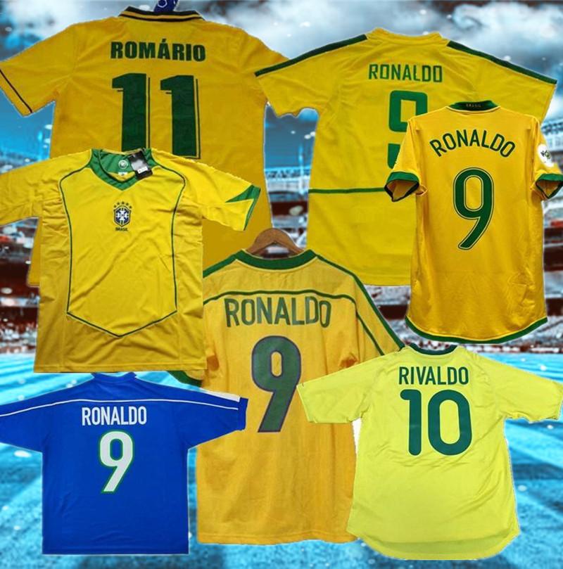 

Retro Brazils 1994 1988 1998 2000 2002 2004 2006 soccer jerseys ROMARIO RONALDINHO RIVALDO KAKA 94 98 00 02 06 Brazils football shirt, Black;yellow
