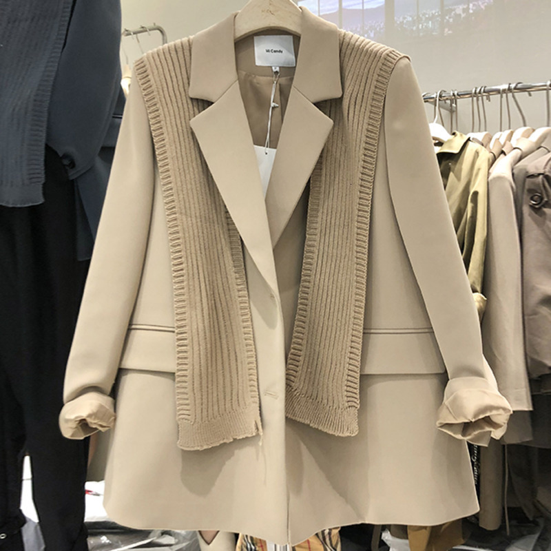 

women's suits & blazers [ewq] outono inverno feminino turn-down colarinho de manga comprida blazer casaco Ãºnico breasted solto terno mi, White;black