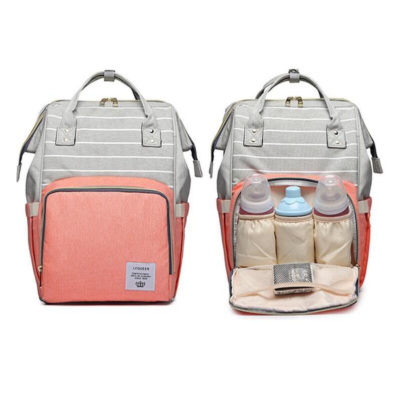

2021 Waterproof Fashion Mummy Striped Diaper Bag Large Capacity Maternity Nappy Nursing Backpack USB Port Baby Stroller Accessories