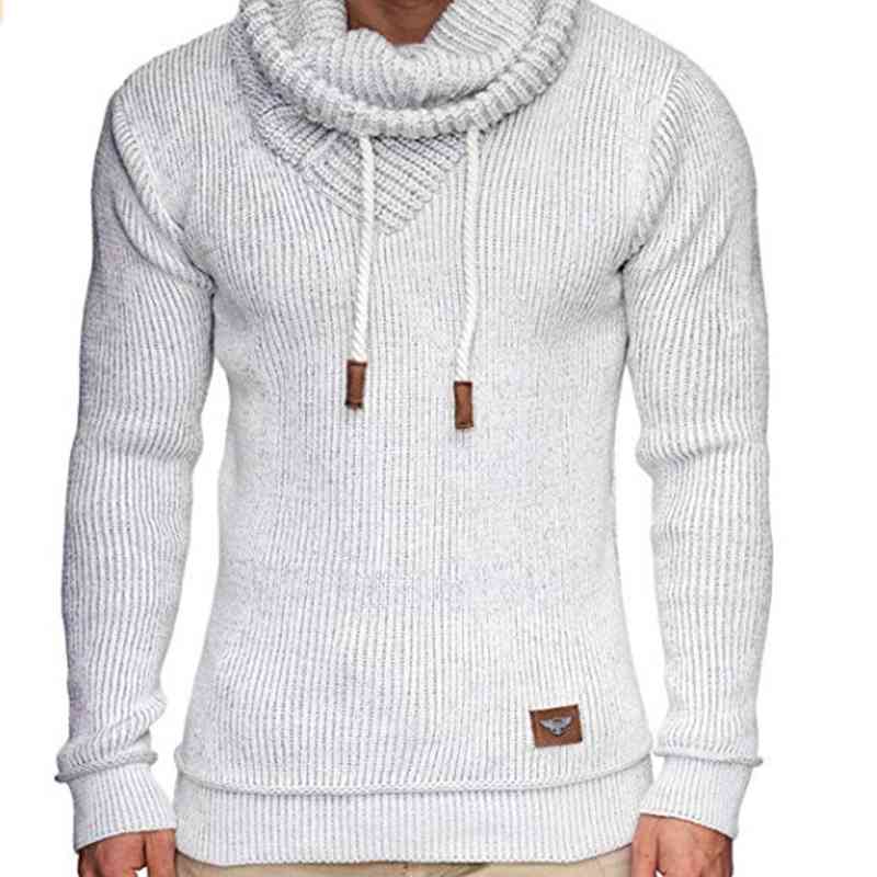 

Men's Fashion Sweaters High Ne European Jacquard Long Sleeve Bottom Coat, White;black