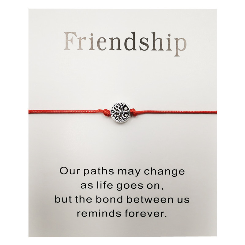 

New Handmade Friendship Tree of Life Charm Braided Black Red String Couples Lovers Bracelets Women Men Jewelry Gifts