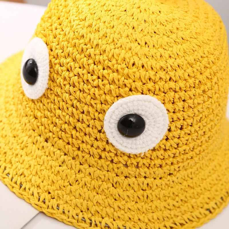 

Hat Childrens New Cartoon Dinosaur Straw Boys and Girls Outdoor Beach Sun Protection, Yellow