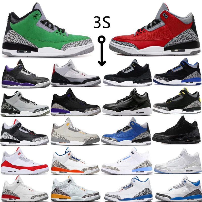 

2022 Top Fashion 3s Basketball Shoes 3 Pine Green University Blue Green Midnight Navy UNC Orange Varsity Royal Cement White Fire Red Sports Men Women Sneaker, Box