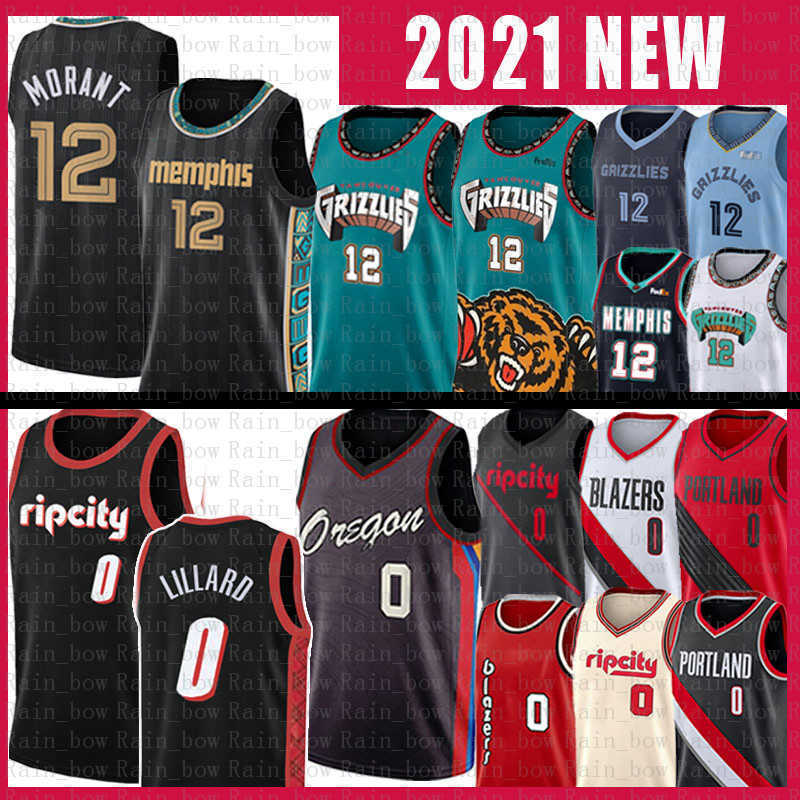 

Ja 12 Morant Damian 0 Lillard Basketball Jersey 75th anniversary Portlands Memphi Trail Grizzlie Blazer Mens Jerseys, Black