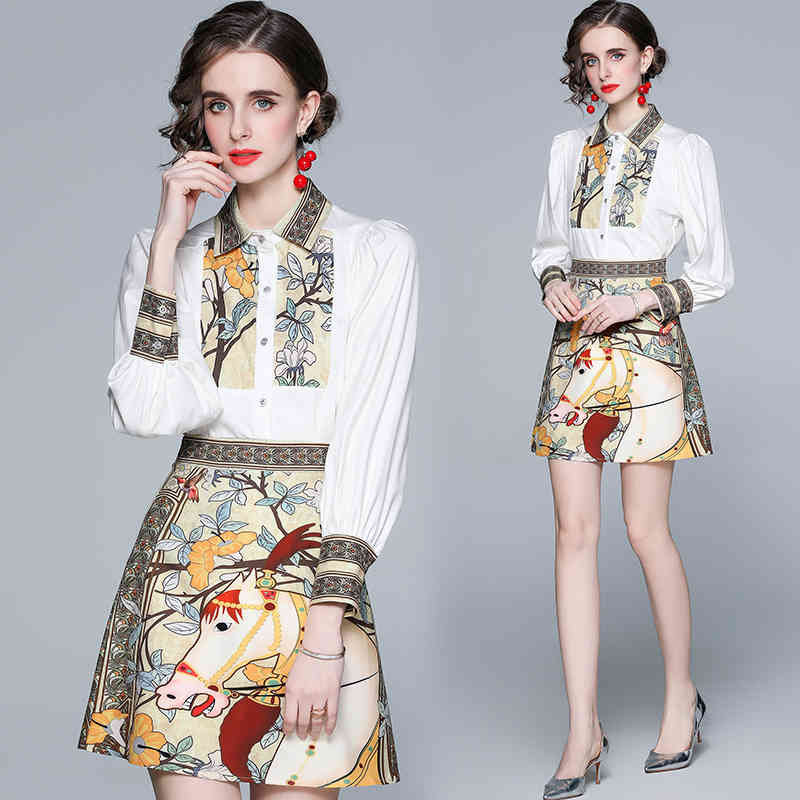 

Spring women's suit two-piece skirt light mature short careful machine top design sense 210525, White