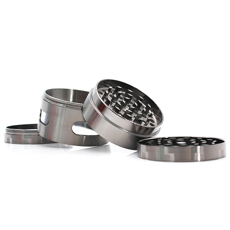 

Other Smoking Accessories 1 pc Side Window Grinder Herb kirsite Zinc Metal Grinders 4 Layer 53mm Diameter