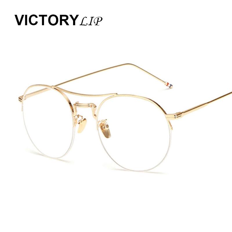 

VictoryLip Classic Men Vintage Oval Sun Glasses Women Metal Frame Clear Lens Transparent Retro Eyeglasses Oculos Fashion Sunglasses Frames