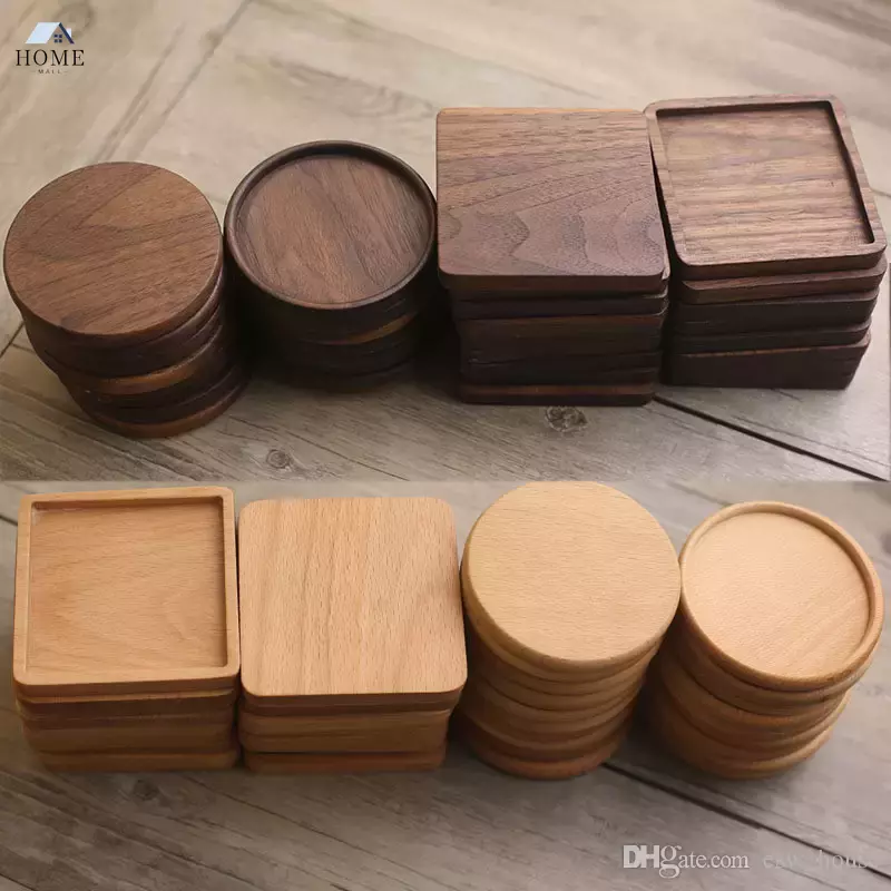 

NEW! Wooden Coasters Black Walnut Coffee Tea Cup Mats Natural Non Slip Teapot Drink Coasters Home Bar