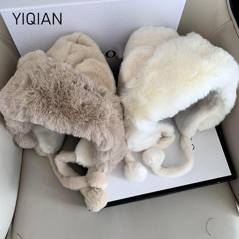 

Berets 2021 Autumn And Winter Cycling Ear Protection Windproof Hat Women Plus Velvet Thick Warmth Lei Feng Fashion Wild Cute Co, White