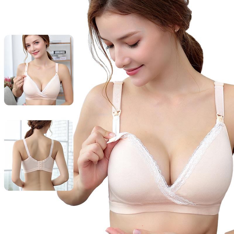 

Maternity Intimates Wirefree Nursing Bra Clothing Cotton Breastfeeding For Pregnant Women Pregnancy Breast  Sleep Underwear, White