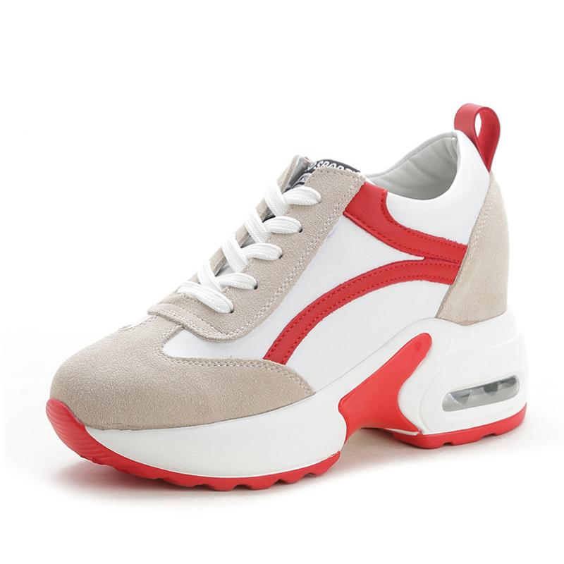 

Dress Shoes Sport Woman Sneakers Casual Lace-up Increased Internal Platform Wedges Heels Fashion Trend Girls, Black