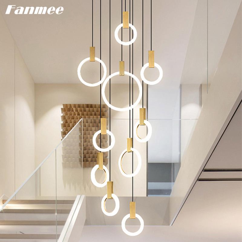 

Pendant Lamps Nodic Acrylic Hanging Lamp LED Wood Home Stair Suspension Ceiling Chandelier Art Deco For Kitchen Island