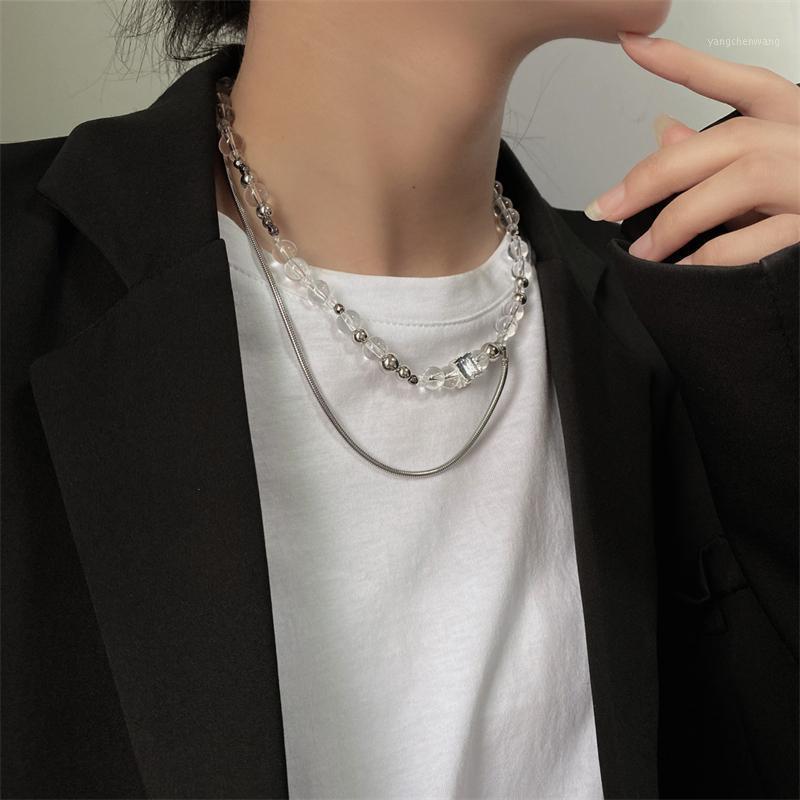 

Chains Hip-Hop Style Punk Acrylic Transparent Beaded Ladies Clavicle Chain Exquisite Men's Necklace Women's Jewelry Gift