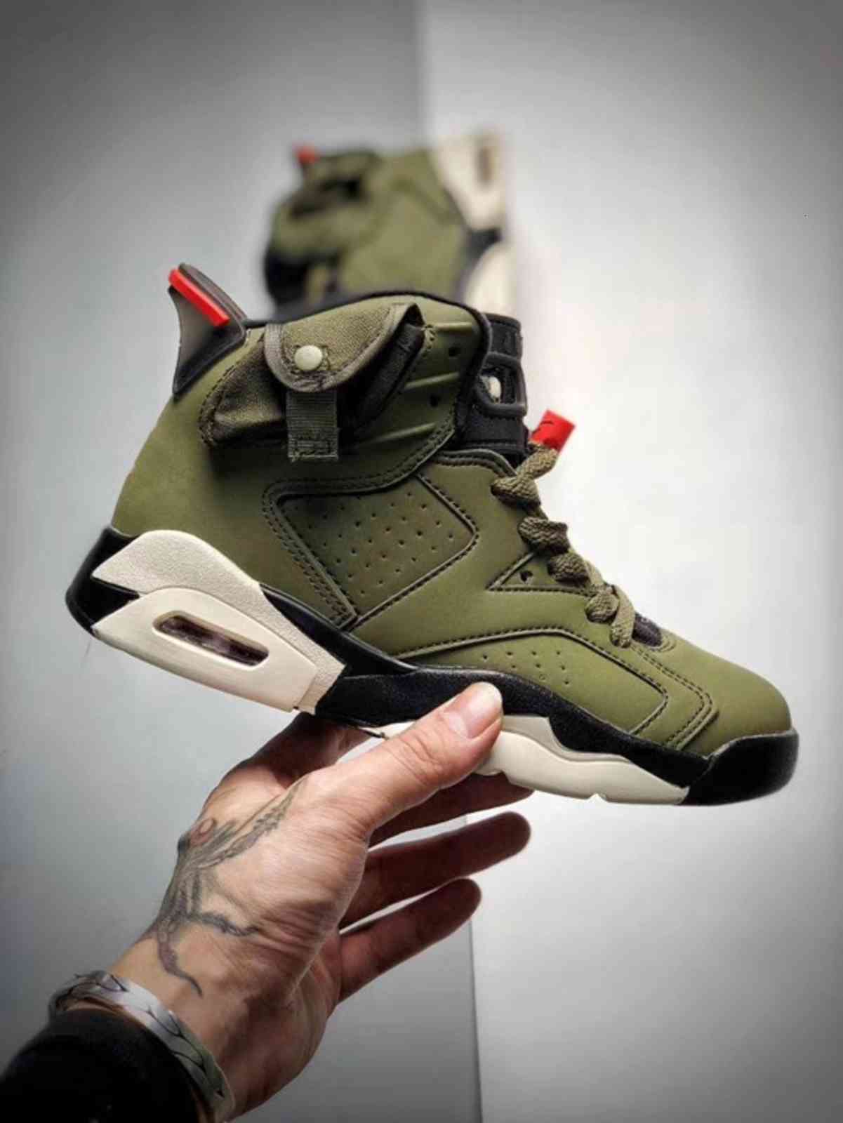 

6s Kids Sneakers Travis Scott VI Shoes Medium Olive Boys Girls Dark Mocha Sports Sneakr Infant 6 Childrens sneaker, Black