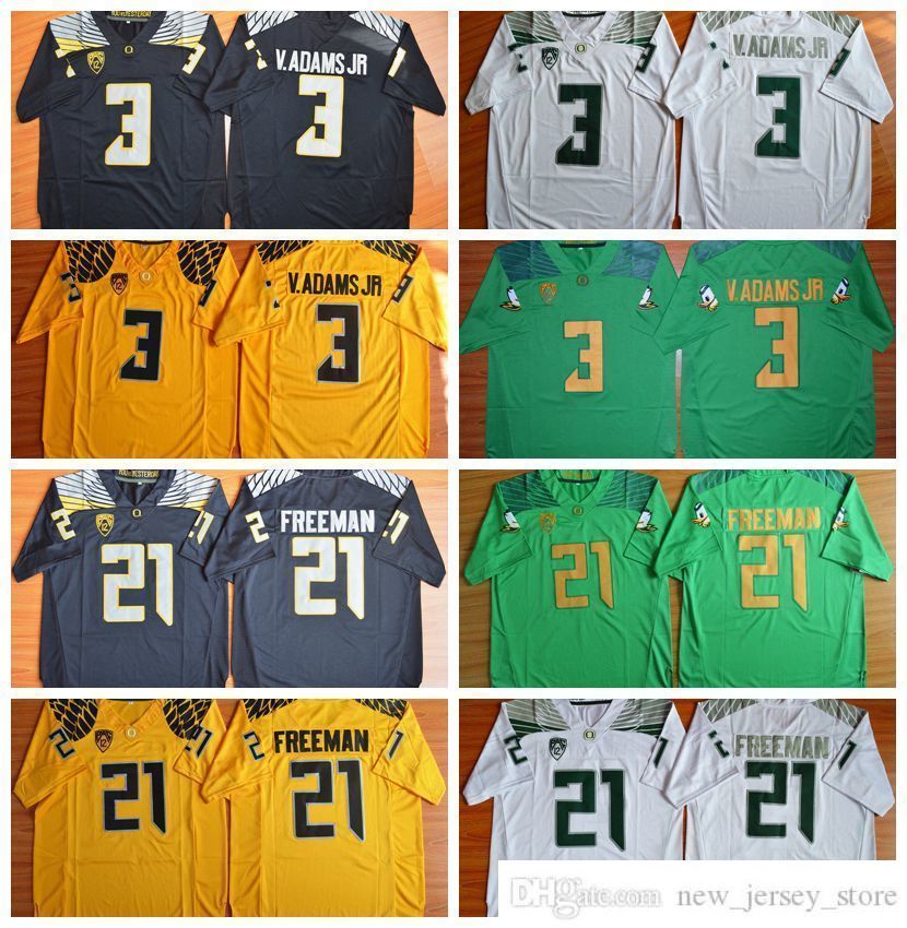 

Football Oregon Ducks College Jerseys 3 V.Adams Vernon Adams Jr 21 Royce Freeman 24 Kenjon Barner Black White Green Yellow Shirt Stitched