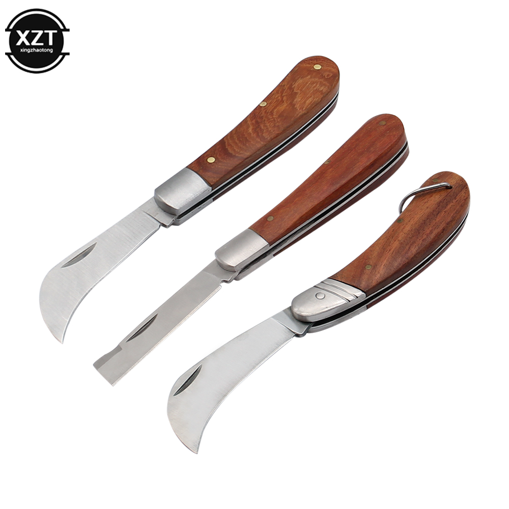 

Stainess Stee Mushroom Knife Wapaper Rosewood Hande Sicke Pocket Foding Knife Eectrician Knife Camping Surviva Too