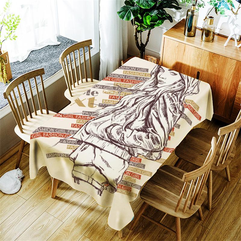 

Fashion Girl Tablecloth Cartoon Pattern For Children Polyester Comfortable Waterproof Table Cloth Cover Home