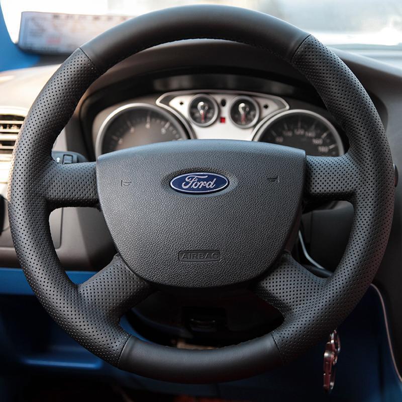 

Steering Wheel Covers DIY Hand-Stitch Leather Car Cover For Focus Transi Interior Auto Accessories