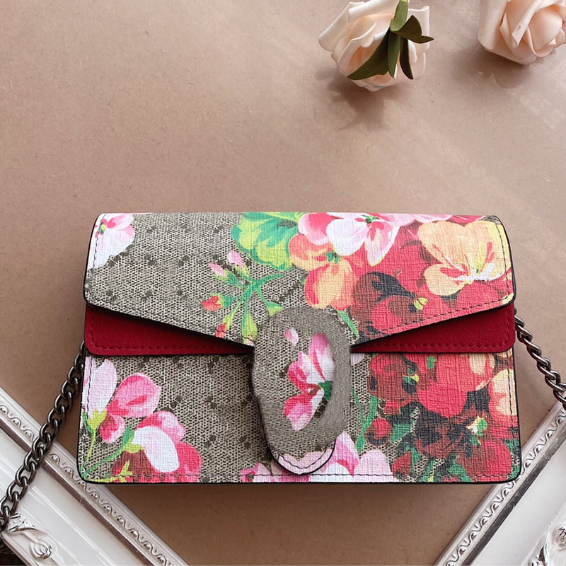 

Chain Crossbody Bag Women Handbag Purse Flap Messenger Bags Classic Letter Floral Printed Canvas Wallets, Box