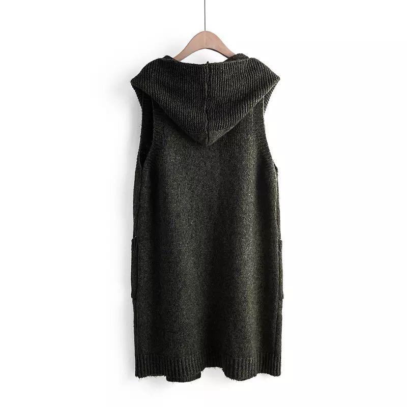 

Women's Vests 2021 Women Outwear Knitted Vest Hooded Fall Winter WaistCoat Long Solid Open Stitch Sleeveless Cardigan Female Sweater, Light purple