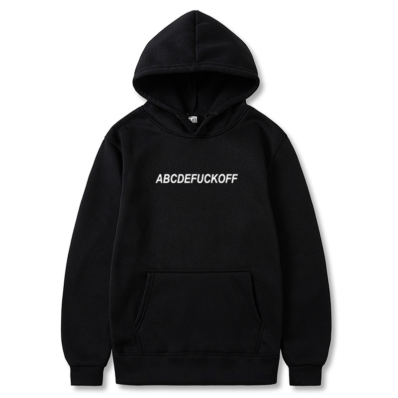 

2020 letter abcdefuckoff printed long sleeve Hoodie, Wm101 black