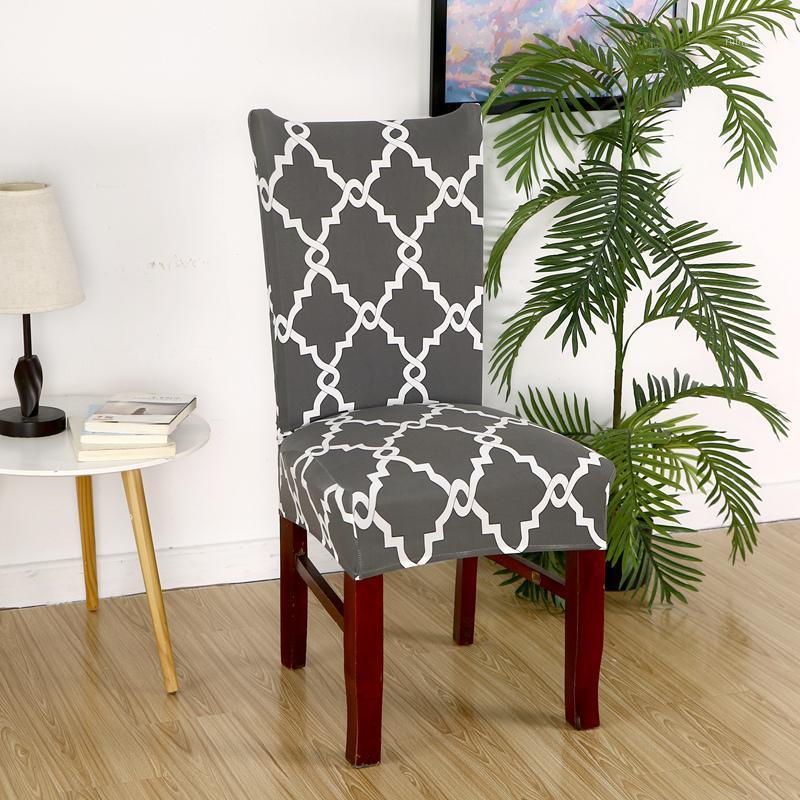 

Chair Covers Printed Dining Cover Geometric Pattern Universal Stretch Seat Case Removable Protector Living Room Decor