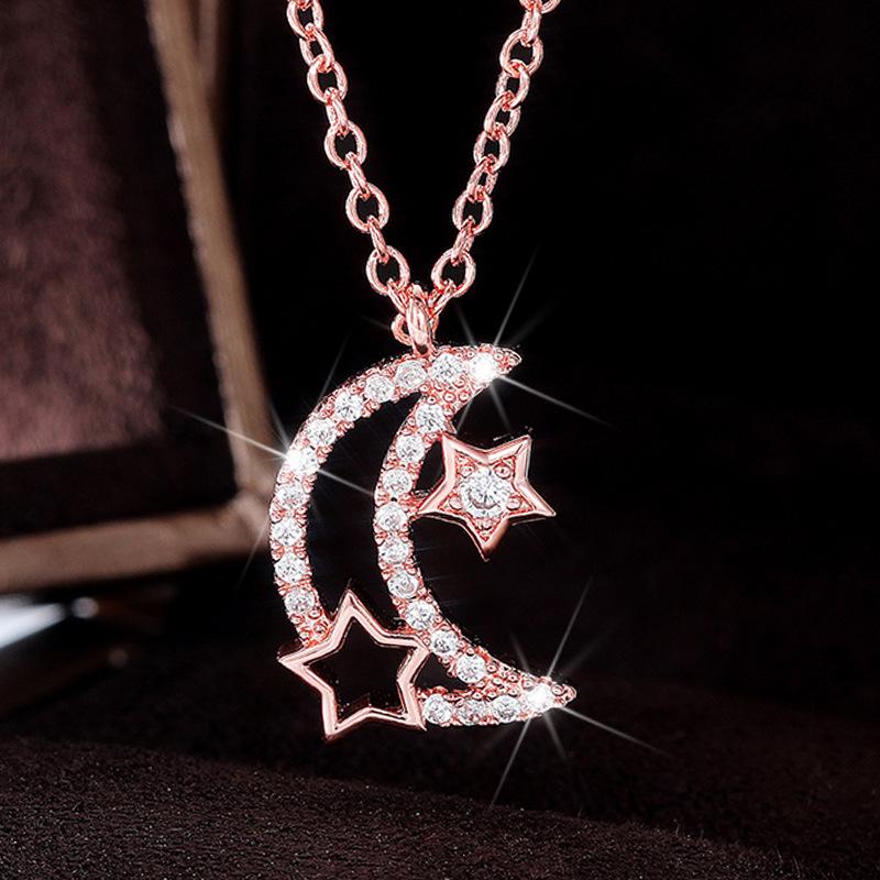 

Pendant Necklaces Luxury Wedding Bridal Choker Necklace Women Star Moon Cross Deer Zircon Clavicle Chain Girlfriend Jewelry Gifts