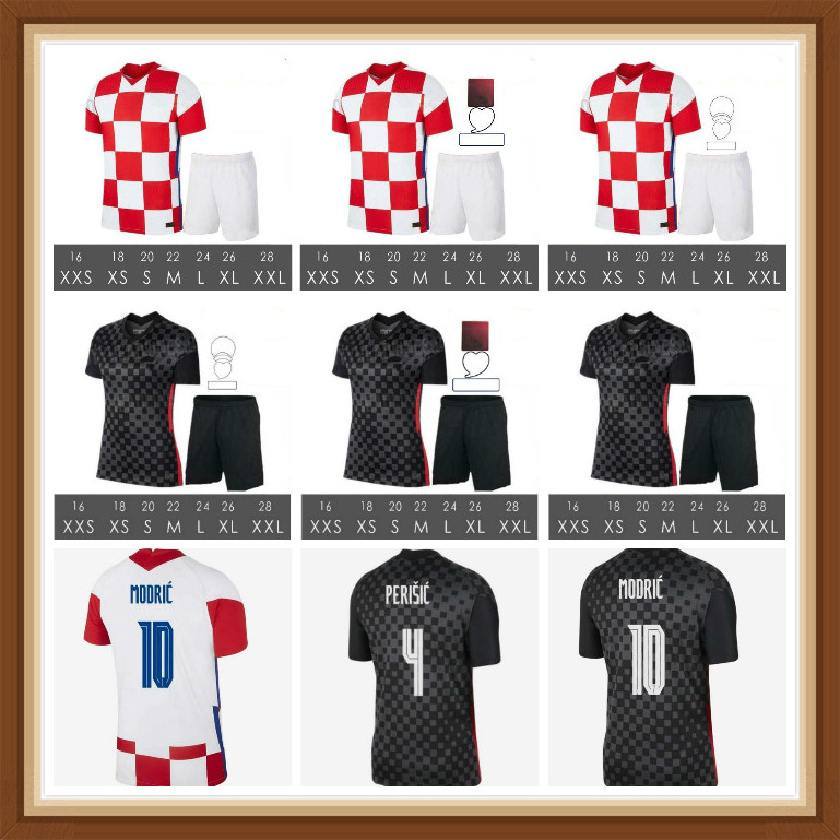 

Euro 2021 MAN + KIDS kit thai 20 21 Home Soccer jerseys 10 Modric 7 Rakitic #4 ERISIC Away MANDZUKIC ORSIC football Shirt Uniform suit, Black;yellow