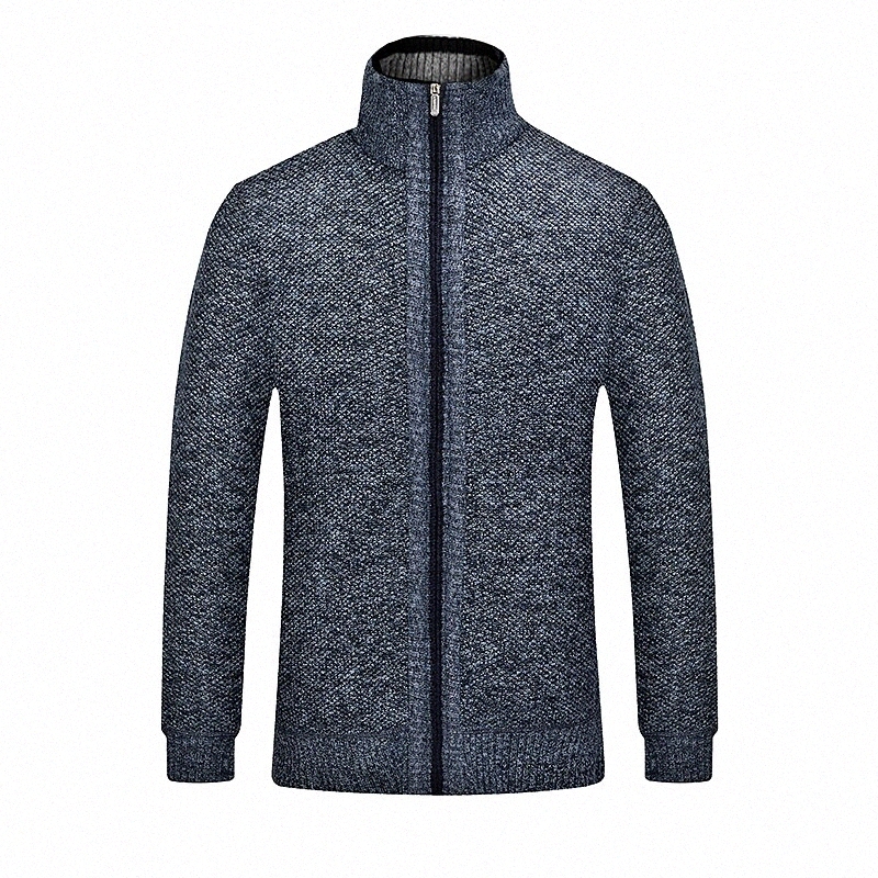 Men's Cardigan Solid Color Long Sleeve Sweater Cardigans Stand Collar Winter Blue Wine Light gray z1Ir#